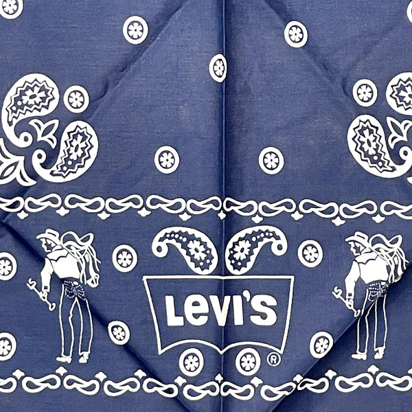 Levi's wash fast blue cowboy bandana - 1970s vintage - NextStage Vintage