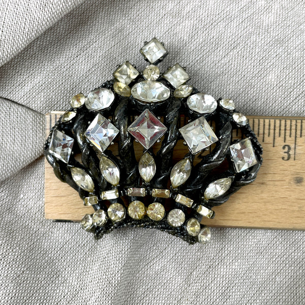 B. Blumenthal large crown brooch with rhinestones