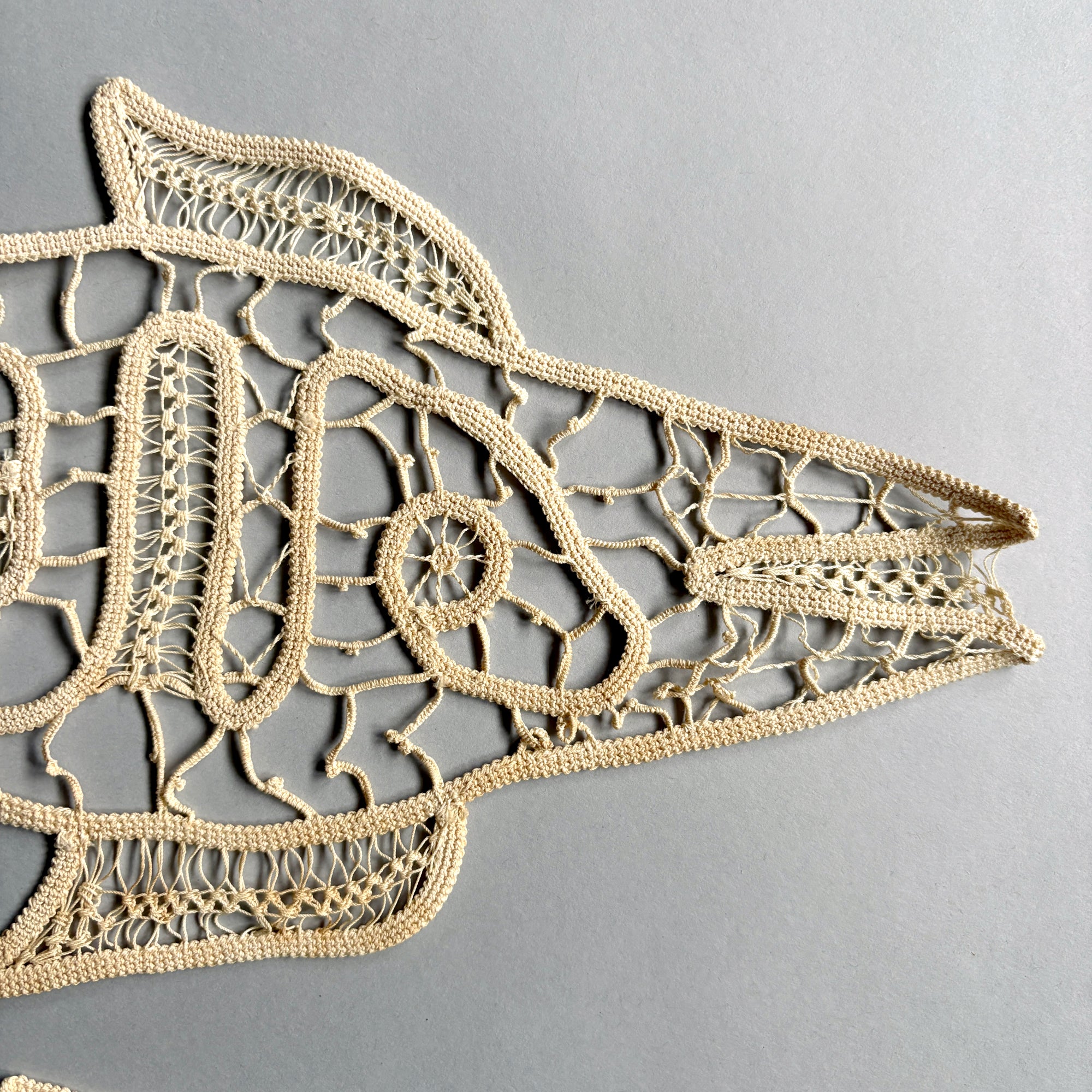 Vintage pair of bobbin lace fish motifs - frame for decor, stitch on a ...
