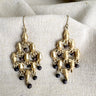 Boho Diamond Shape Woven Style Mixed Metal & Wood Bead Chandelier Dangle Earrings - NextStage Vintage