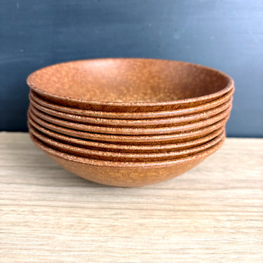 Set of 8 Vintage 1960s Boltalite 6" Melamine Bowls – Burl Wood Look, Made in USA - NextStage Vintage