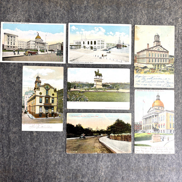 Pre-1925 Boston, MA postcards - set of 7 - antique Boston ephemera