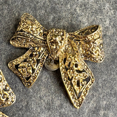 Goldtone bows S.G.D'or dress clips - vintage 60s jewelry - NextStage Vintage