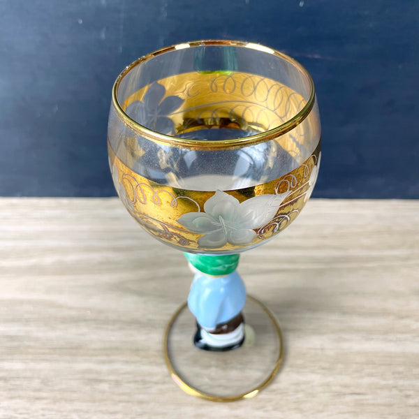 Goebel Hummel boy cordial glass with engraved grapes - NextStage Vintage