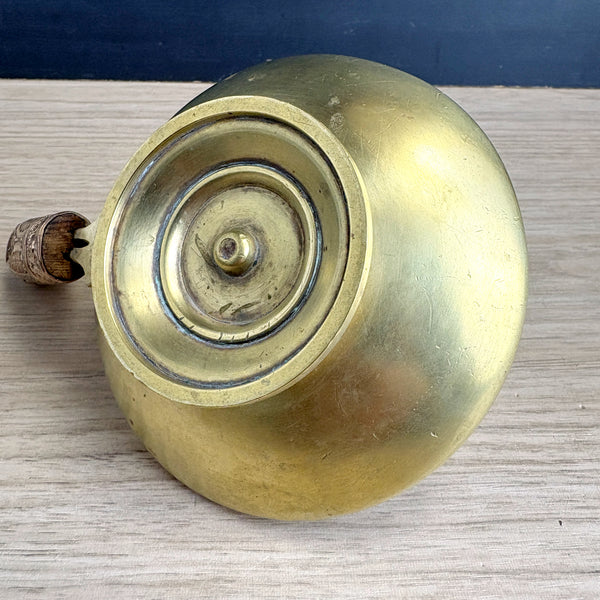 Brass chamberstick with bohemian pressed metal handle - boho décor