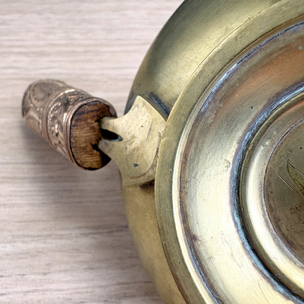 Brass chamberstick with bohemian pressed metal handle - boho décor