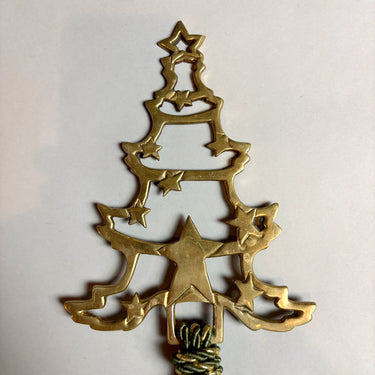 Brass Christmas tree jingle bell door hanger - 1980s vintage - NextStage Vintage
