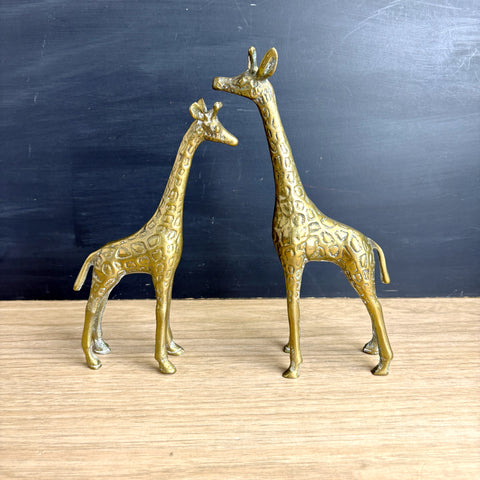 Brass giraffe figures - a pair - 1970s vintage