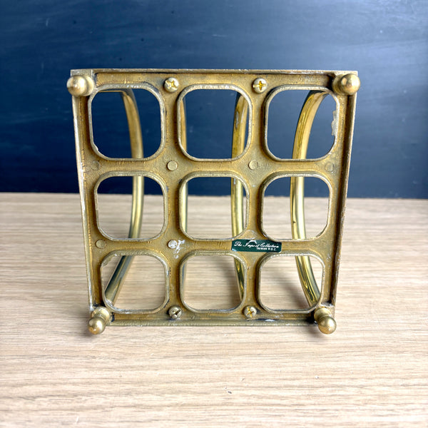 1970s brass letter organizer by Imperial Collection – vintage arched mail sorter, napkin holder, Taiwan R.O.C.