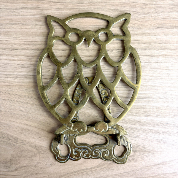 Owl brass folding bookend -  1970s vintage Lenwhile Ardalt