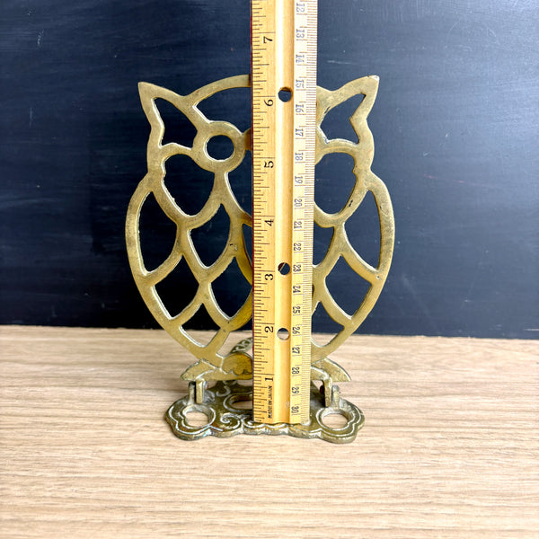 Owl brass folding bookend -  1970s vintage Lenwhile Ardalt