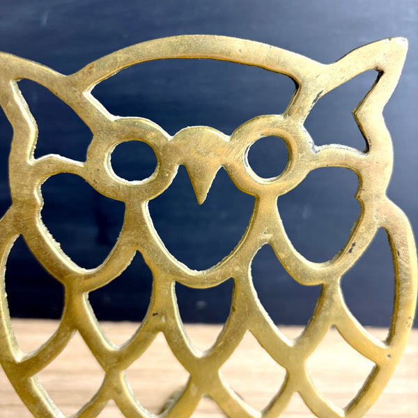 Owl brass folding bookend -  1970s vintage Lenwhile Ardalt