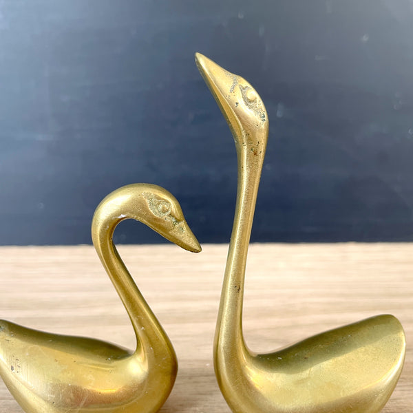 Brass swan figures - a pair - 1970s vintage - NextStage Vintage