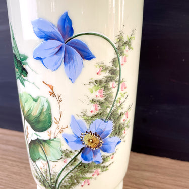 Floral opaline bristol glass vase - 1900s antique - NextStage Vintage