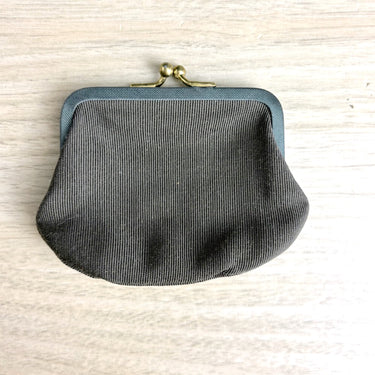 Vintage Mid Century Cocoa Brown Rayon Faille Kiss Lock Coin Purse Handbag Pouch
