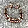 Brown beaded necklace with matching clip earrings - 1960s vintage - NextStage Vintage