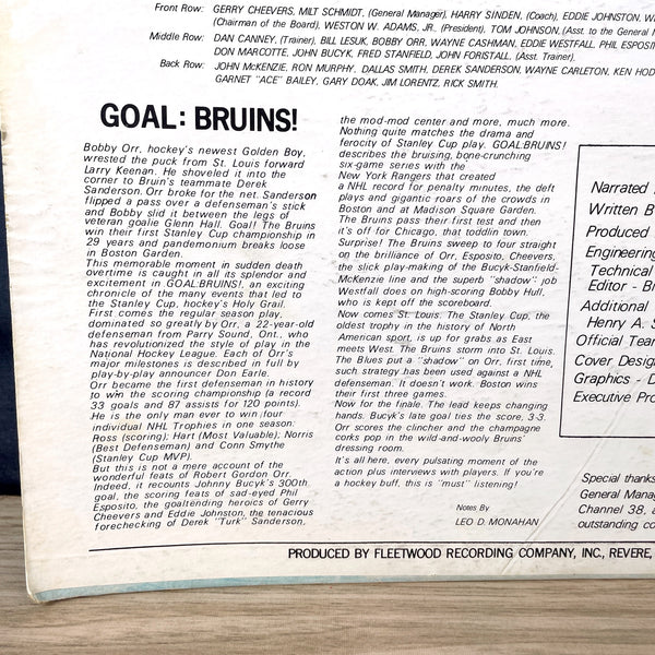 Goal: Bruins! - 1969-1970 play-by-play action - LP record - NextStage Vintage