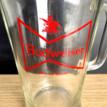 Vintage Budweiser beer pitcher heavy glass barware - Bud King of Beers logo - NextStage Vintage