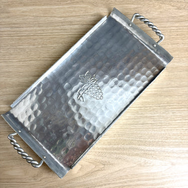 B.W. Buenilum vintage hammered aluminum rectangular serving tray - grape motif - NextStage Vintage