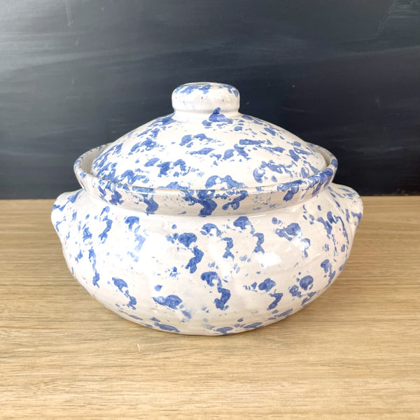 Bybee Pottery blue and white sponged bean pot | NextStage Vintage