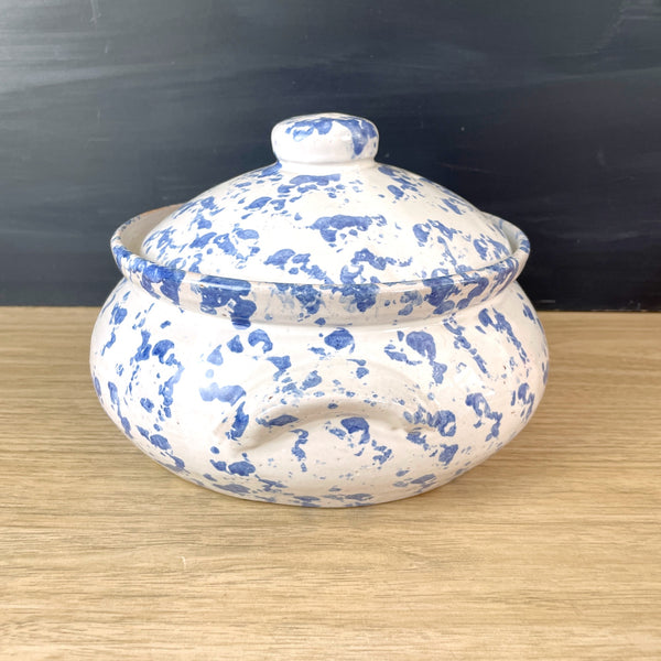 Bybee Pottery blue and white sponged bean pot | NextStage Vintage