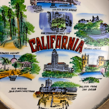 California state souvenir plate - vintage 1950 road trip souvenir decorative wall plate