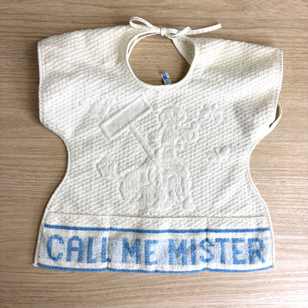 Vintage terry baby bib with poodle and pockets - Call Me Mister - Indanthren Garber Austria - NextStage Vintage