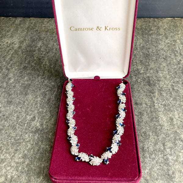 Camrose & Kross Jacqueline Kennedy crystal and simulated sapphire necklace