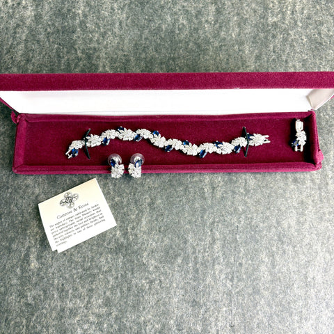 Camrose & Kross Jacqueline Kennedy crystal and simulated sapphire bracelet and earrings