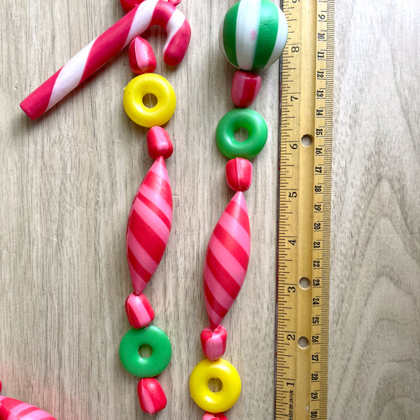 Blow mold plastic candy garland - 11' long - 1980s vintage