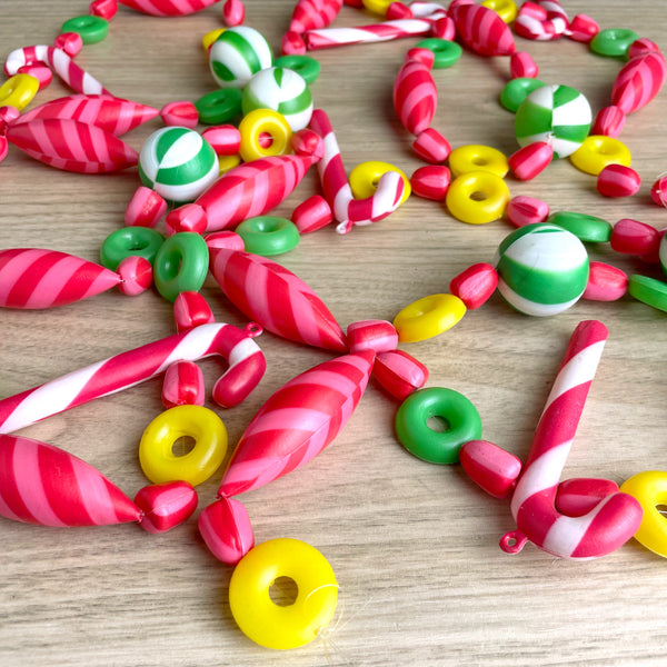 Blow mold plastic candy garland - 11' long - 1980s vintage