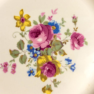 Set of 4 Vintage Keystone Canonsburg Lajean Dessert Plates, Pink Rose Shabby Chic Luncheon Plates
