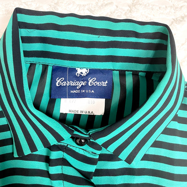 1990s jade and black striped dress by Sears Carriage Court - NWT - NextStage Vintage