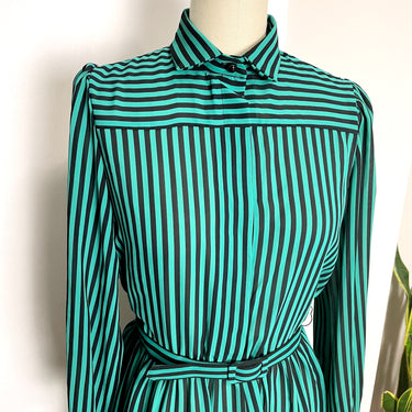 1990s jade and black striped dress by Sears Carriage Court - NWT - NextStage Vintage