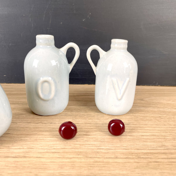 Carvanite and ceramic condiment set - vintage kitchen - NextStage Vintage