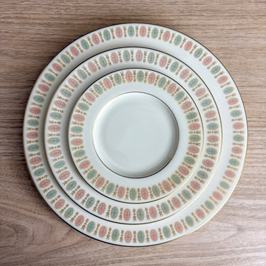 Vintage Castleton China Lavalliere Ivory Plates Set of 3: Dinner, Salad, Bread