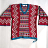 Catalina Jacquard Knit Tunic Southwest Pattern 1970s Vintage - Rust Turquoise Gold V-Neck Bell Sleeve Drawstring Hem - Size Medium - NextStage Vintage