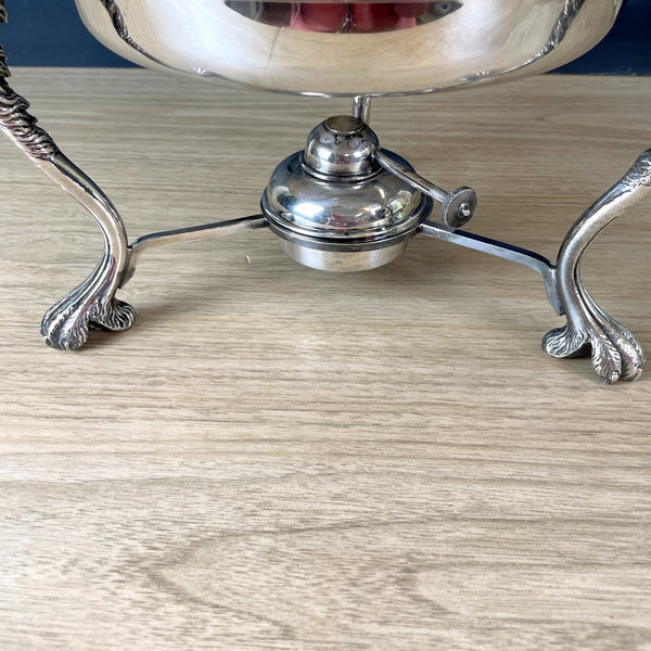 Claw footed vintage chafing dish with burner - vintage silverplate server - NextStage Vintage