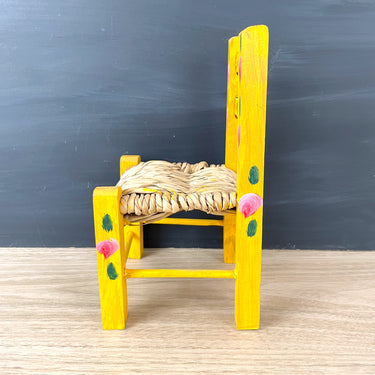 Rush seat doll chair - handpainted vintage - NextStage Vintage
