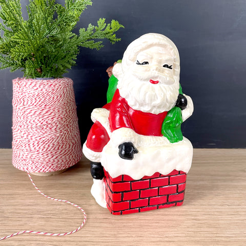 Chalkware Santa in a chimney - 1960s vintage - NextStage Vintage