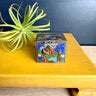 Antique Chinese Brass Enamel Stamp Box - Circa 1900-1915 - Hinged Lid - Blue Green Landscape Figural Scene - Impressed China Mark - Edwardian Era Desktop Accessory - NextStage Vintage