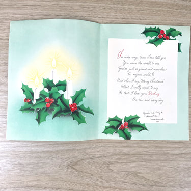 Oversized 1960s Norcross romantic Christmas card in gift box - used - NextStage Vintage