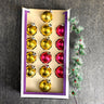 The Christmas Gallery gold and pink glass ball ornaments - set of 14 - 1.75" diameter - 1960s vintage - NextStage Vintage