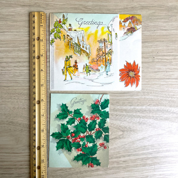 Vintage Christmas cards - set of 7 - 1950s and 1960s
