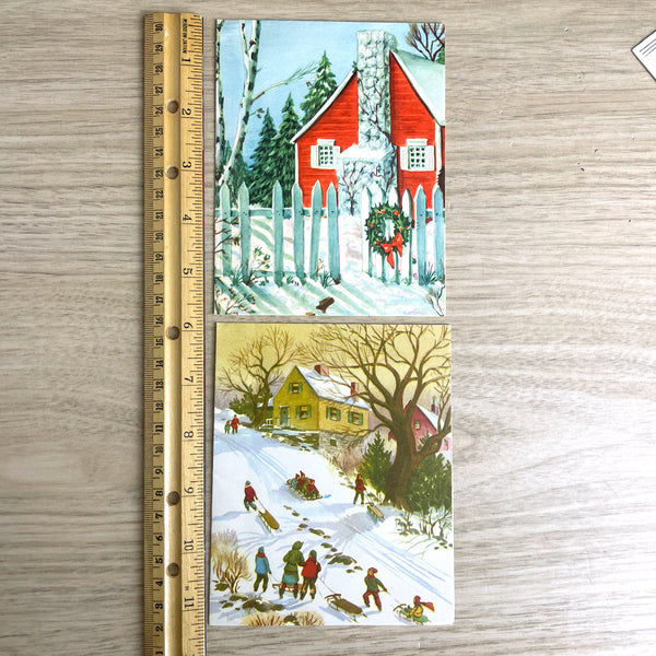 Vintage Christmas cards - set of 7 - 1950s and 1960s
