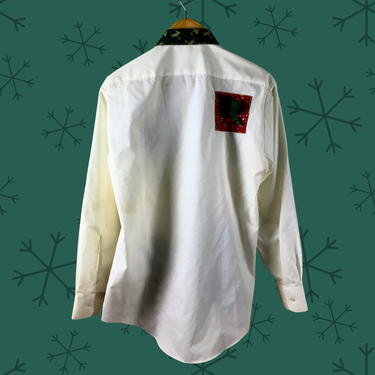 Christmas shirt - crisp white with appliqués - Shane Lee Inc. - L/XL - NextStage Vintage