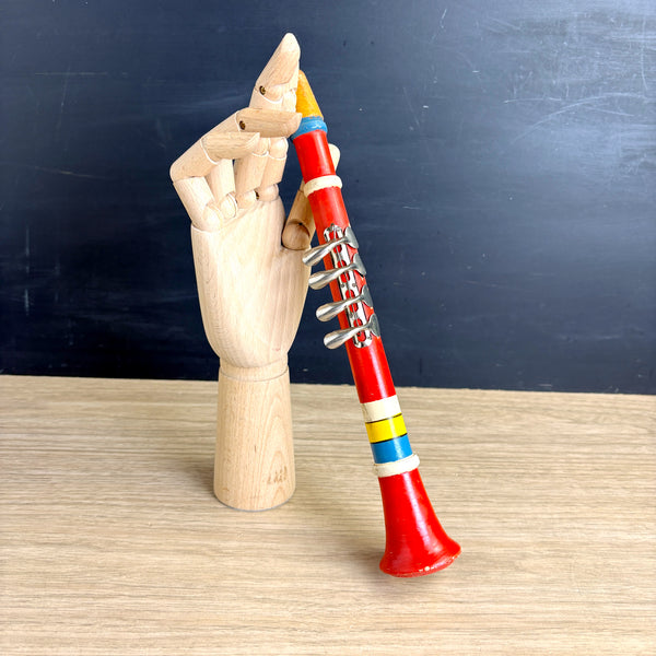 Wooden clarinet toy - Made in US Zone Germany - vintage 1940s toy