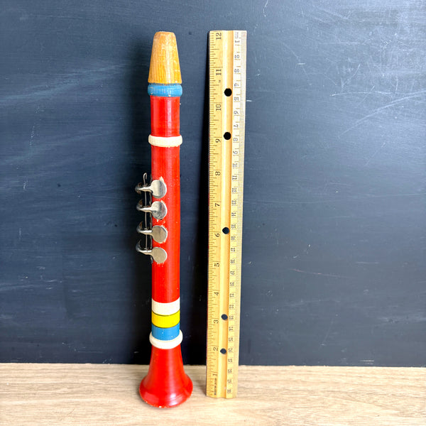 Wooden clarinet toy - Made in US Zone Germany - vintage 1940s toy
