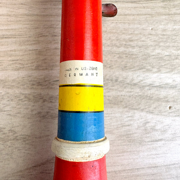 Wooden clarinet toy - Made in US Zone Germany - vintage 1940s toy