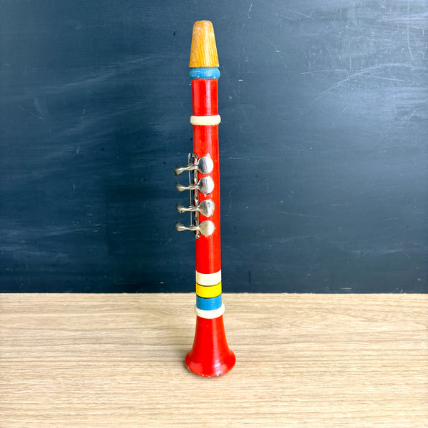 Wooden clarinet toy - Made in US Zone Germany - vintage 1940s toy